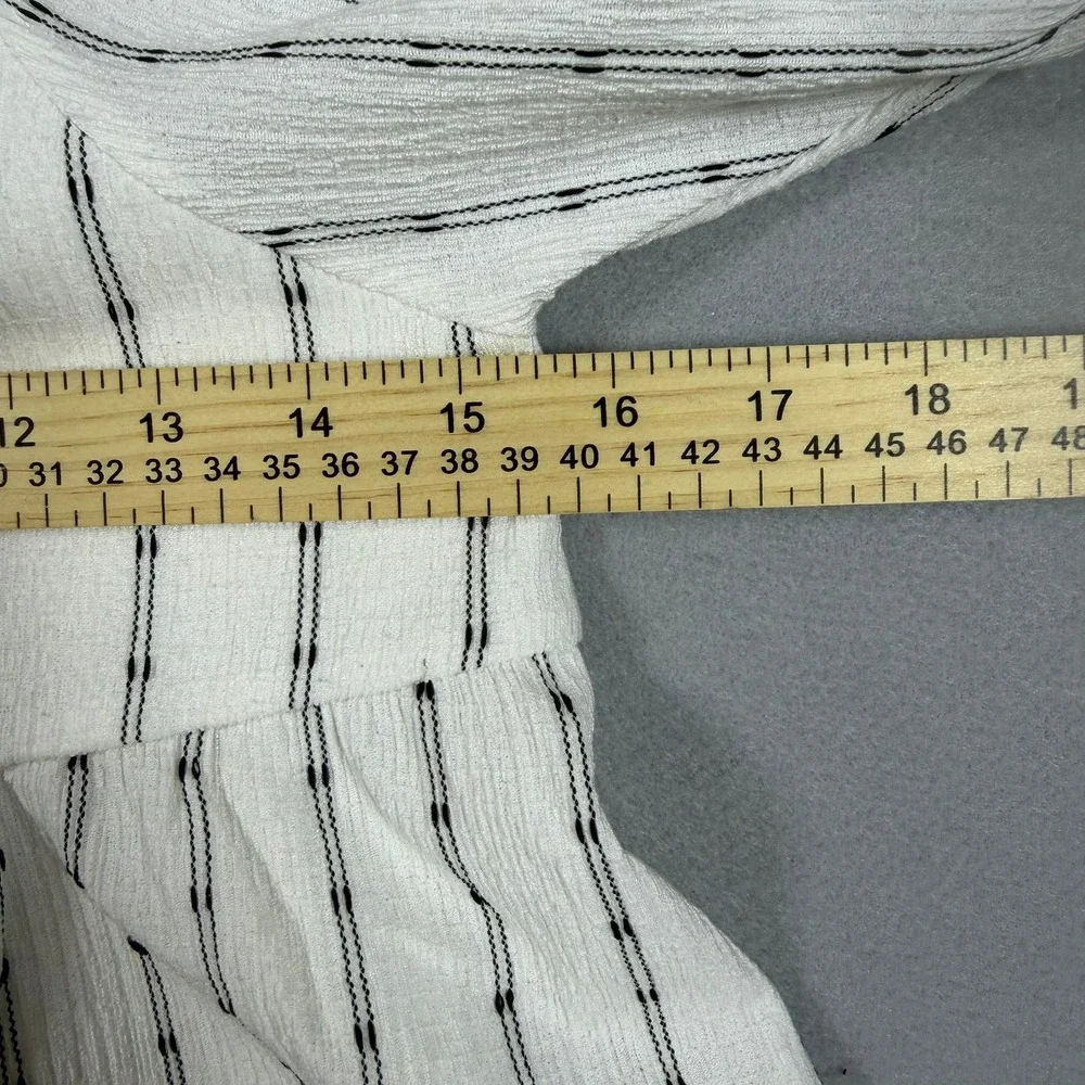 Madewell White Black Striped Puff Sleeve Peplum Top Square Neck Blouse Small